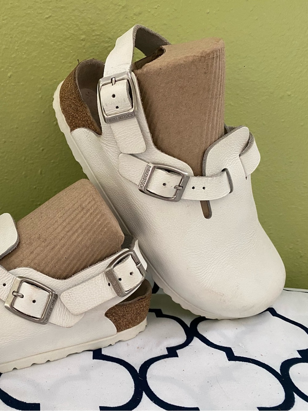 Pre-owned Birkenstock Boston White Clog with strap 39/8 Women’s